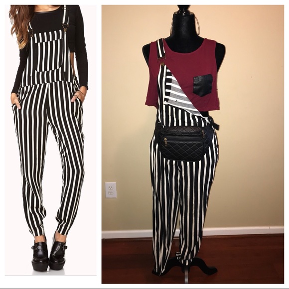 Forever 21 Denim - Forever 21 Striped Overalls